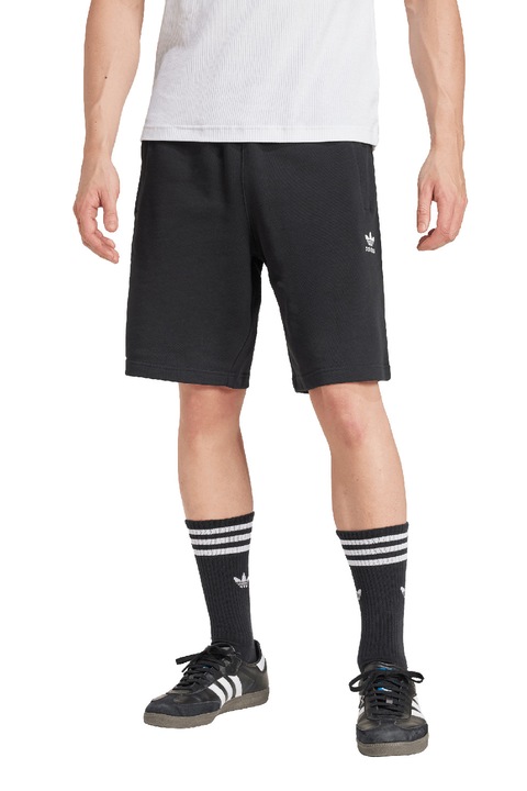 adidas Originals, Pantaloni de trening scurti de bumbac Essentials Trefoil, Negru