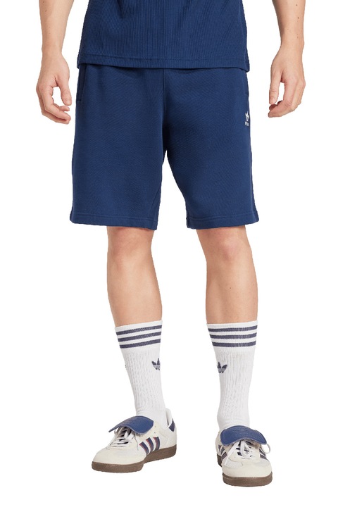 adidas Originals, Pantaloni de trening scurti de bumbac Essentials Trefoil, Albastru petrol