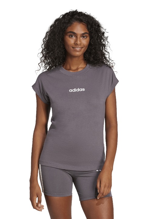 adidas Sportswear, Tricou de bumbac cu decolteu rotund Essentials, Violet prafuit