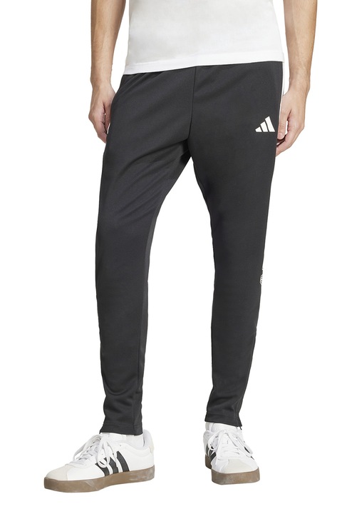 adidas Sportswear, Pantaloni conici de trening cu imprimeu logo Tiro, Alb/Negru