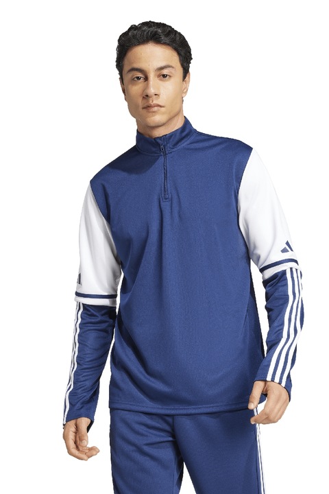 adidas Performance, Bluza de trening cu fenta cu fermoar, pentru fotbal Squatra 25, Alb/Albastru inchis
