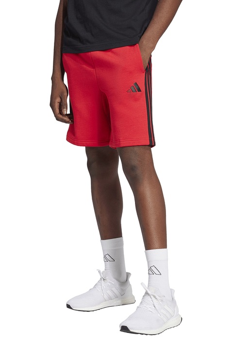 adidas Sportswear, Pantaloni scurti din amestec de bumbac, Negru/Rosu vermillion