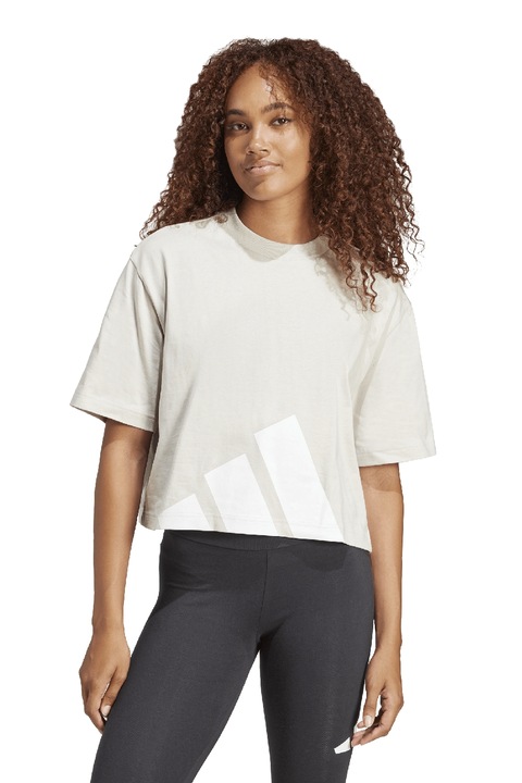 adidas Sportswear, Tricou crop cu croiala lejera Essential, Alb fildes/Alb optic