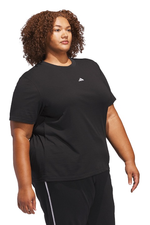 adidas Sportswear, Tricou cu decolteu rotund si detaliu logo, Negru