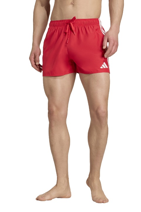 adidas Sportswear, Pantaloni scurti de baie cu snur in talie, Alb, Rosu vermillion, S