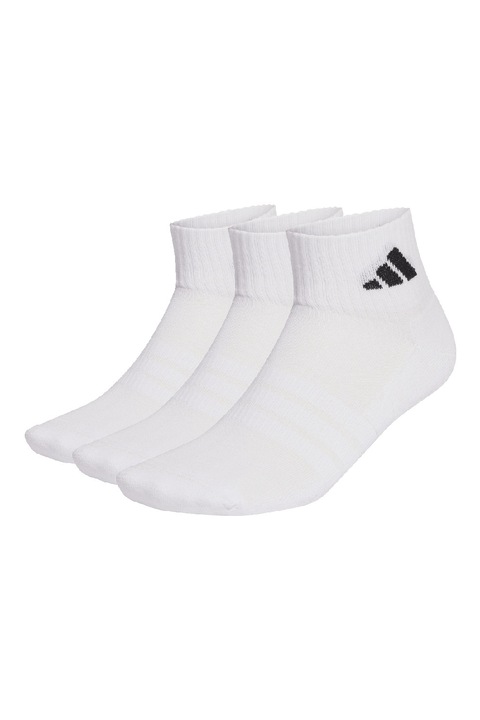adidas Performance, Set de sosete scurte unisex cu detaliu logo - 3 perechi, Alb