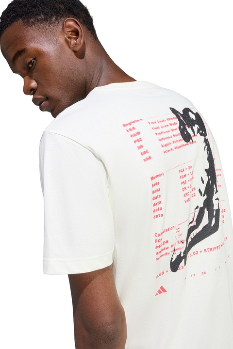 adidas Sportswear, Hoop logós póló, Piros/Törtfehér