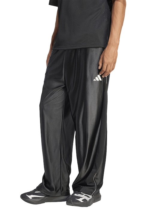 adidas Sportswear, Pantaloni drepti de trening cu aspetc lucios Stadium, Negru