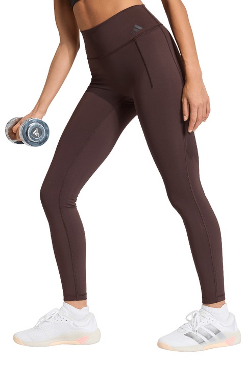 adidas Performance, Colanti cu buzunare laterale pentru fitness, Maro