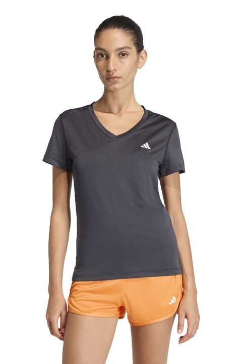 adidas Performance, Tricou slim fit cu decolteu in V, pentru fitness Essentials, Negru