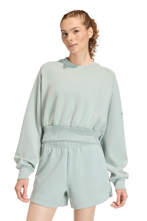 adidas Sportswear, Bluza de trening din amestec de modal cu croiala lejera Soft Lux, Alb/Verde pal