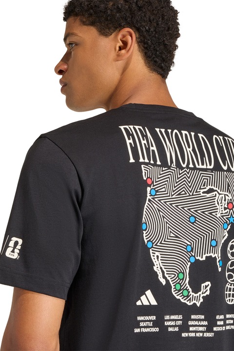 adidas Sportswear, Tricou cu imprimeu FIFA World Cup pe partea din spate, Negru