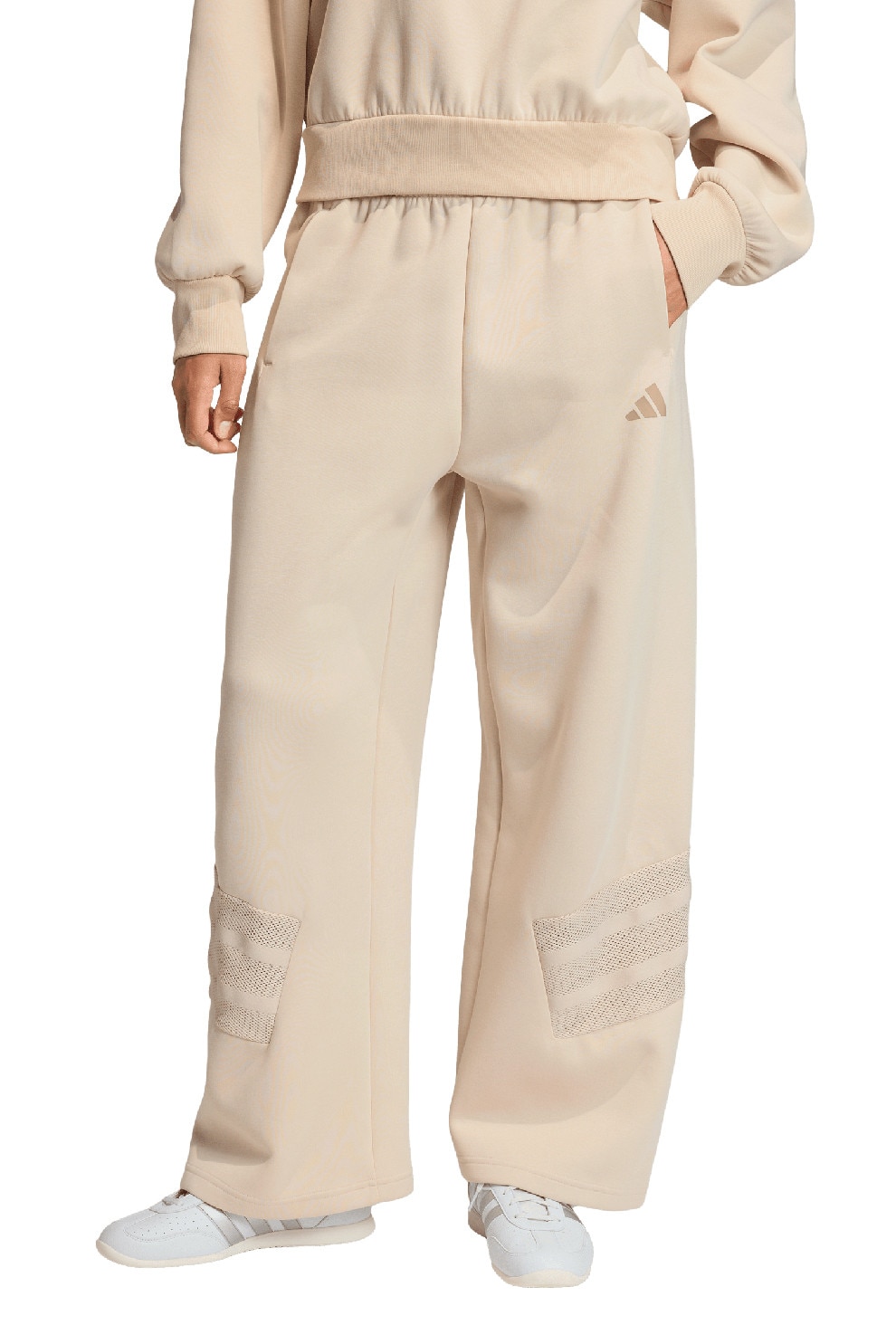 adidas Sportswear, Pantaloni de trening cu croiala ampla si talie elastica, Maro nisip, M