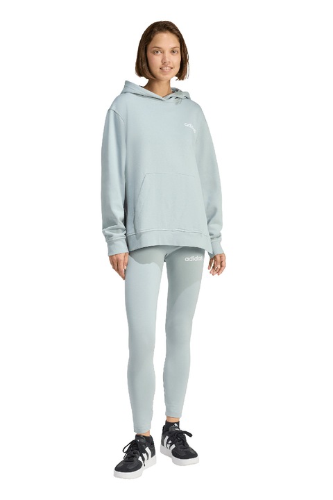 adidas Sportswear, Trening din amestec de bumbac cu detalii logo Leisure, Alb/Albastru glaciar