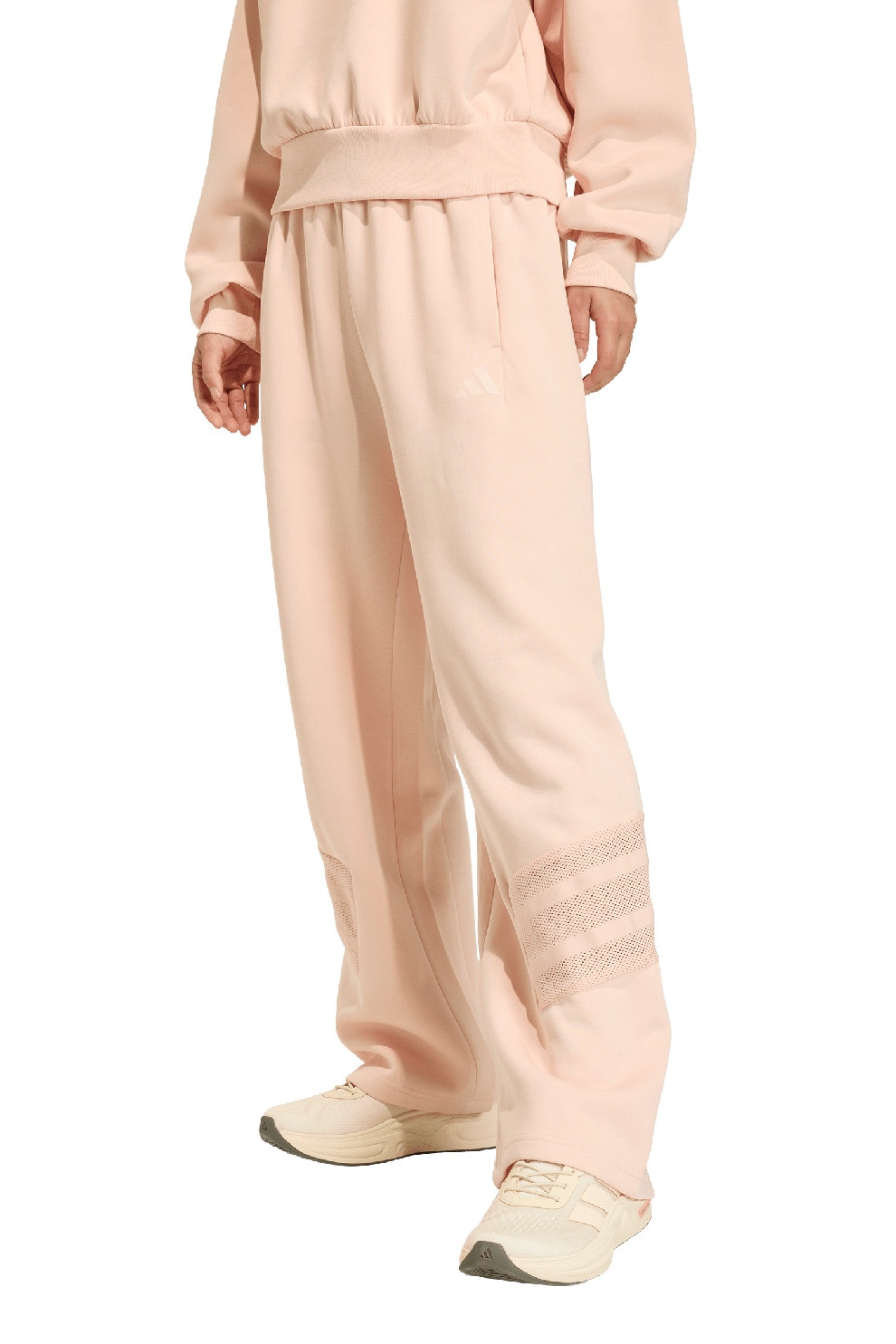 adidas Sportswear, Pantaloni de trening cu croiala ampla si talie elastica, Roz somon, S