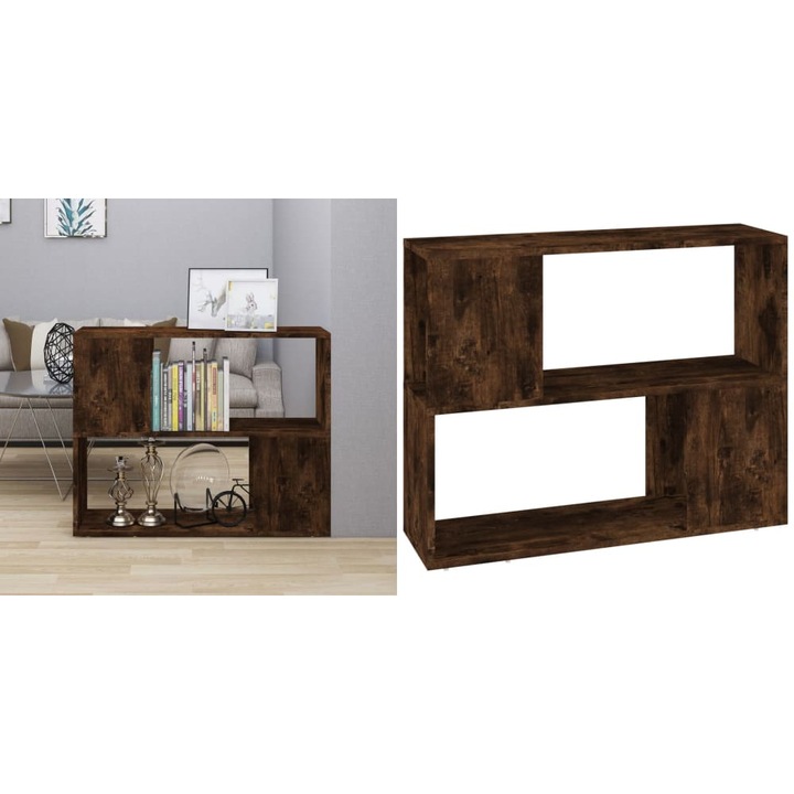 Biblioteca/Separator de camera, stejar fumuriu, 80x24x63 cm