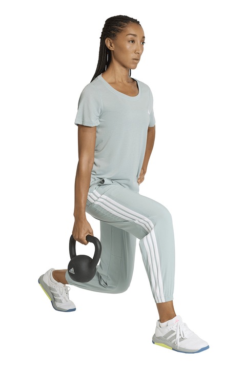 adidas Performance, Tricou cu decolteu rotund pentru fitness, Verde pal