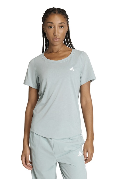 adidas Performance, Tricou cu decolteu rotund pentru fitness, Verde pal