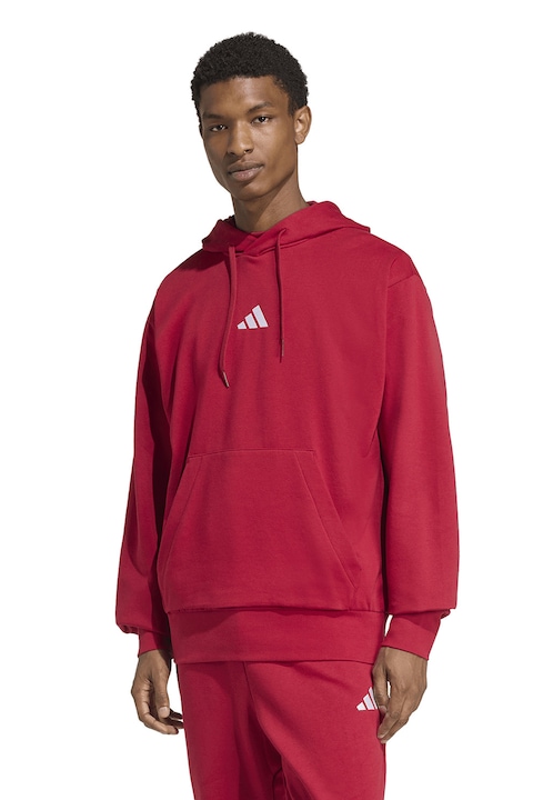 adidas Sportswear, Hanorac regular fit cu buzunar kangaroo Feelcozy, Rosu/Alb