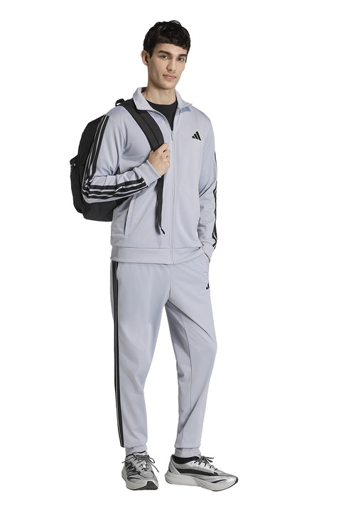 adidas Sportswear, Trening cu logo brodat, Gri deschis