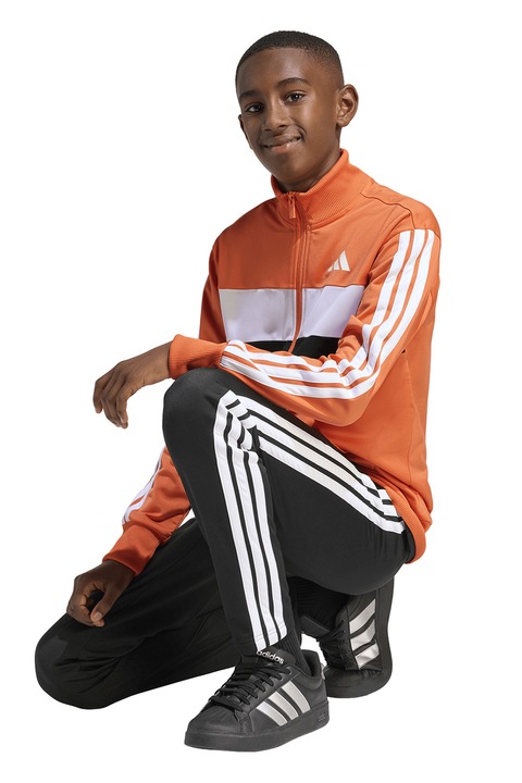adidas Sportswear, Trening cu logo si fermoar Tiberio, Alb/Negru/Portocaliu pal