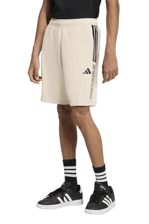 adidas Sportswear, Pantaloni scurti cu imprimeu logo Tiro, Negru/Crem