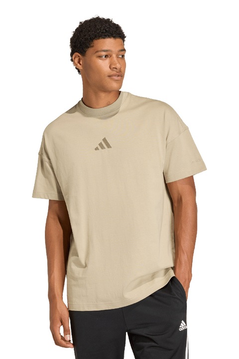 adidas Sportswear, Tricou lejer cu decolteu la baza gatului All Szn, Auriu/Maro taupe deschis