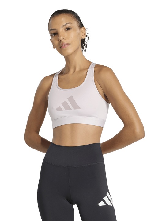 adidas Performance, Bustiera cu logo, pentru fitness, Roz deschis