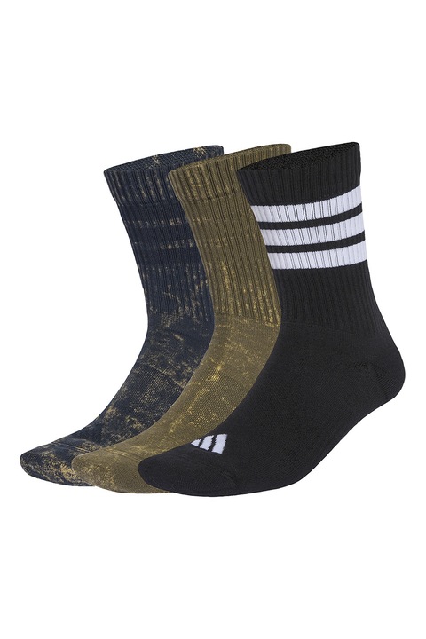 adidas Sportswear, Унисекс дълги чорапи Stone Wash - 3 чифта, Черен/Маслинено зелено/Тъмносин