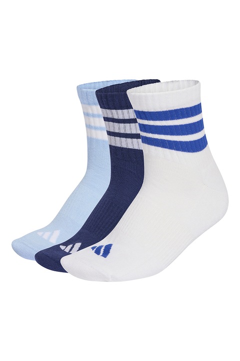 adidas Performance, Къси чорапи с лого - 3 чифта, Бял/Тъмносин/Ледено синьо