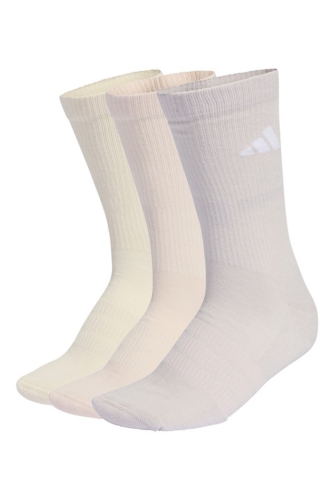 adidas Performance, Унисекс къси чорапи с лого - 3 чифта, Жълт/Прашно розово/Прашен люляк