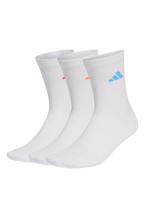 adidas Performance, Set de sosete scurte cu logo -3 perechi, Alb/Portocaliu