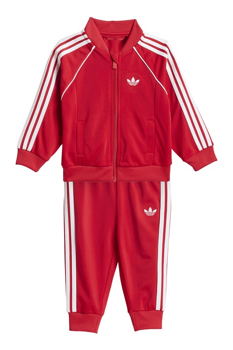 adidas Originals, Trening regular fit cu fermoar si logo, Rosu/Alb