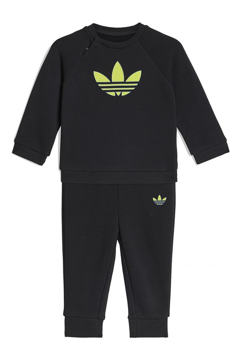 adidas Originals, Trening din amestec de bumbac, Negru/Verde lime