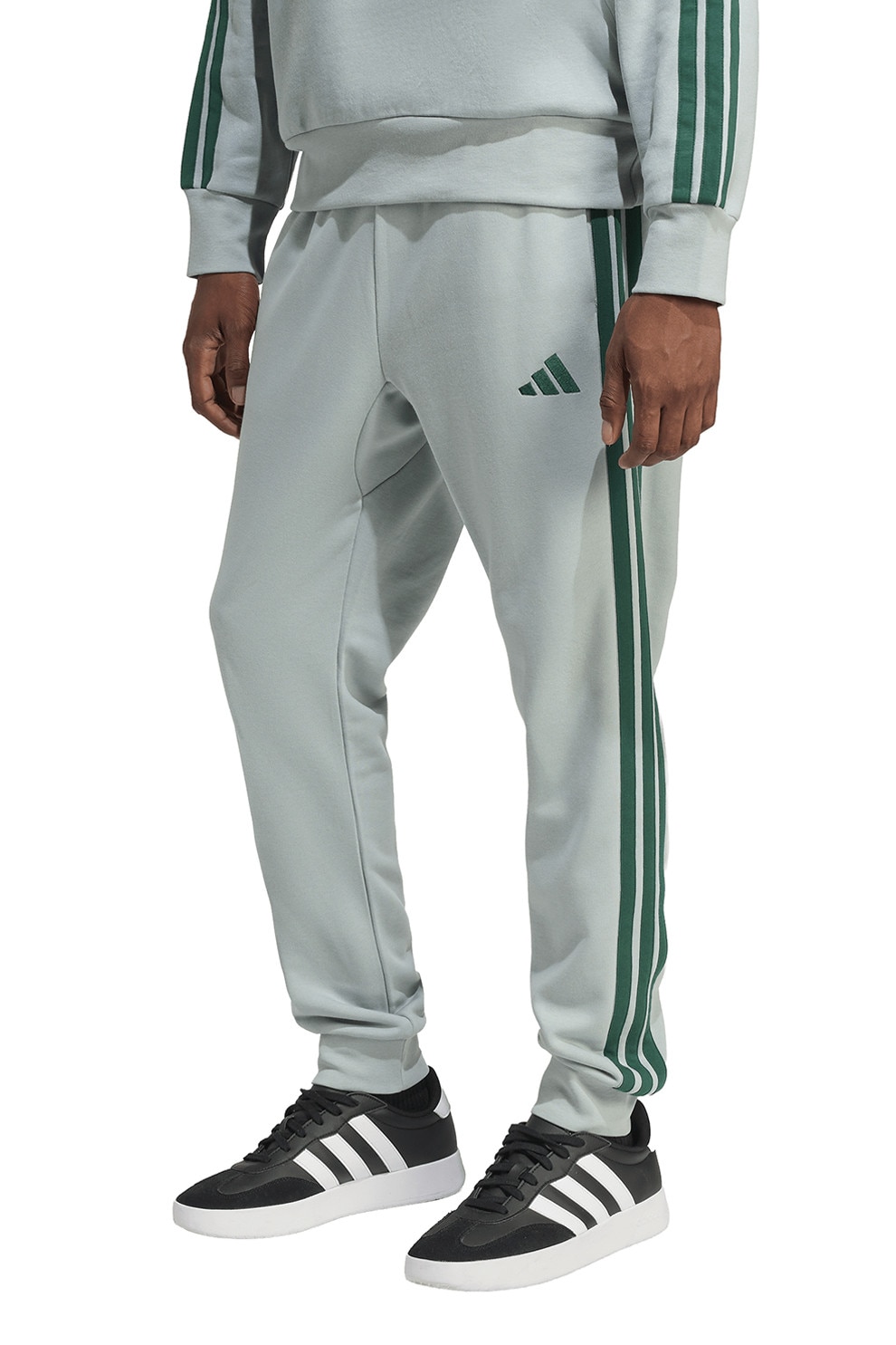 adidas Sportswear, Pantaloni de trening cu logo si snur, Verde pal, M