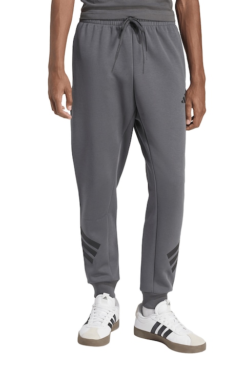 adidas Sportswear, Pantaloni de trening din amestec de bumbac cu logo, Gri