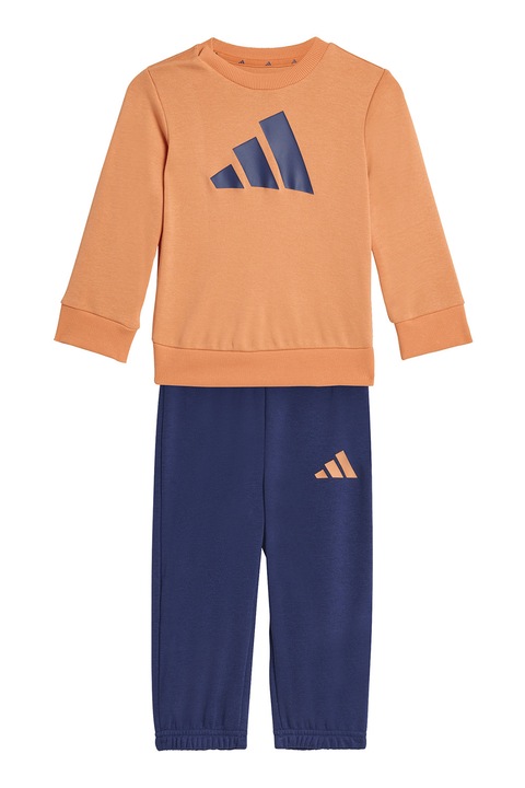 adidas Sportswear, Trening cu imprimeu logo contrastant, Portocaliu pal/Bleumarin