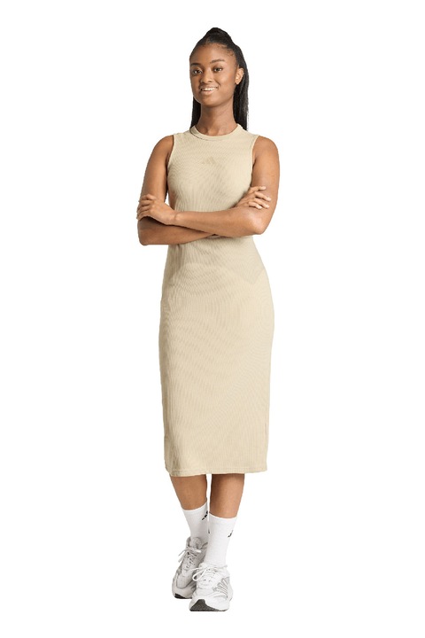 adidas Sportswear, Миди рокля по тялото, Светло бежово