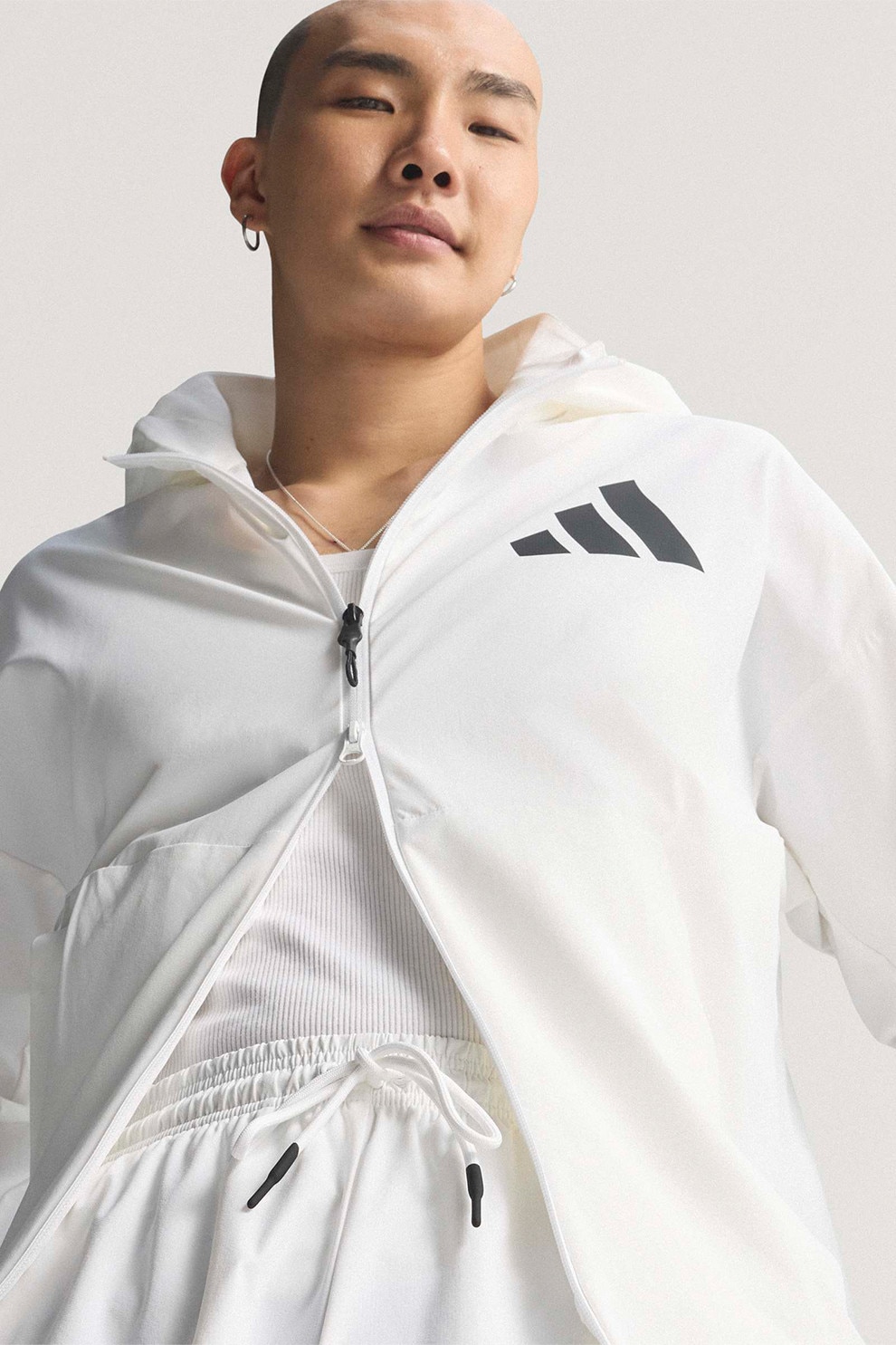 adidas Sportswear, Jacheta lejera cu gluga Z.N.E., Alb optic, M