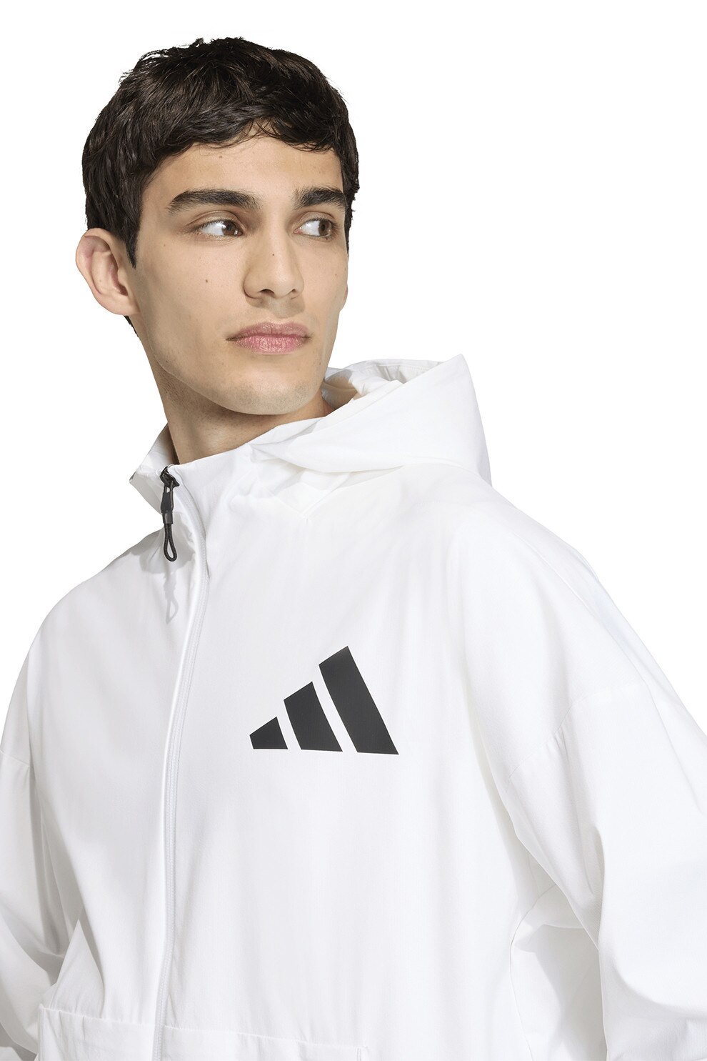 adidas Sportswear, Jacheta lejera cu gluga Z.N.E., Alb optic, M