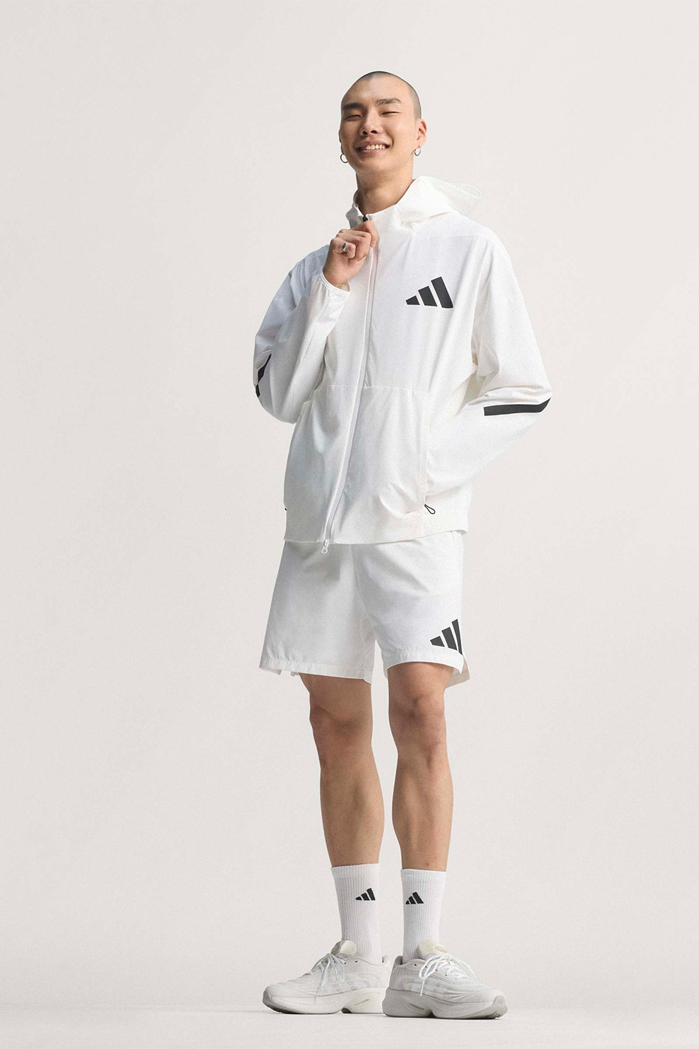 adidas Sportswear, Jacheta lejera cu gluga Z.N.E., Alb optic, M