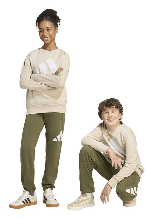 adidas Sportswear, Trening cu imprimeu logo, Verde/Crem