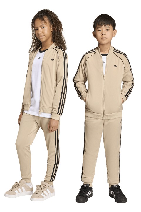 adidas Originals, Pantaloni de trening cu logo, Negru/Maro nisip