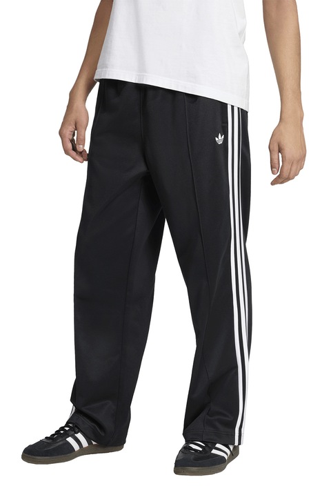 adidas Originals, Pantaloni de trening cu segmente logo laterale, Alb/Negru