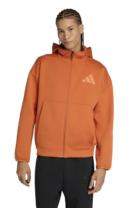 adidas Sportswear, Hanorac lejer cu fermoar Z.N.E., Portocaliu