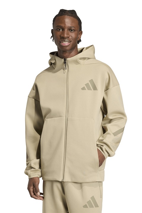 adidas Sportswear, Hanorac lejer cu fermoar Z.N.E., Maro camel/Bej deschis
