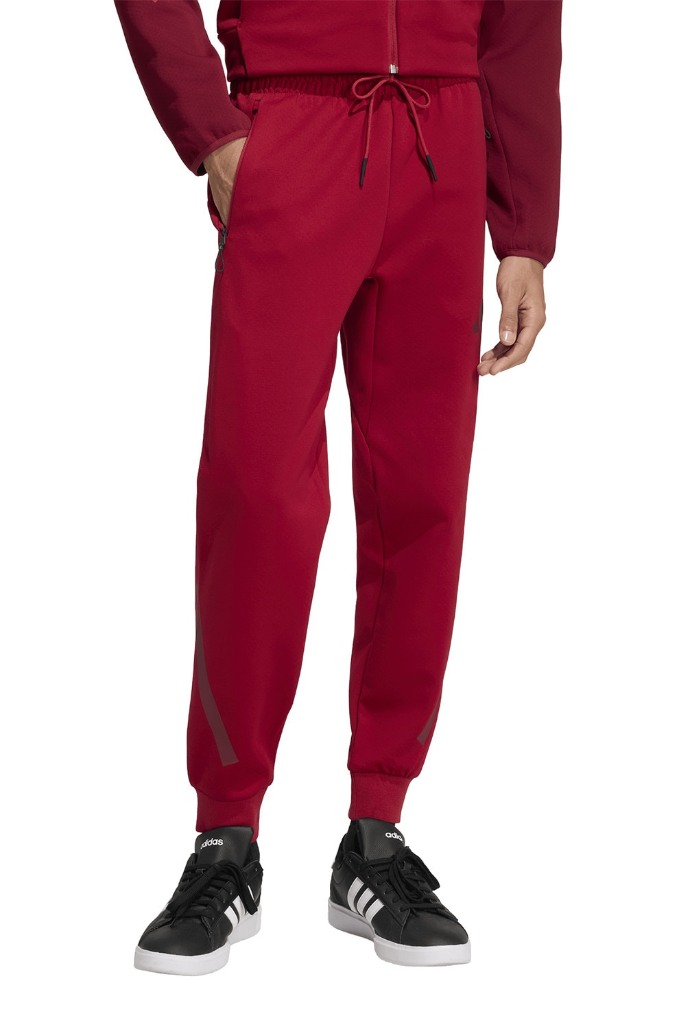 adidas Sportswear, Pantaloni de trening relaxed fit cu snur Z.N.E., Rosu inchis, L