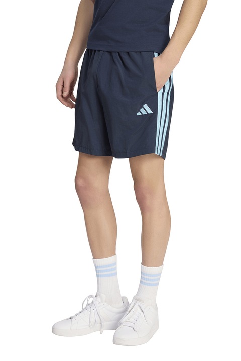 adidas Sportswear, Pantaloni scurti cu snur si logo, Albastru inchis/Turcoaz