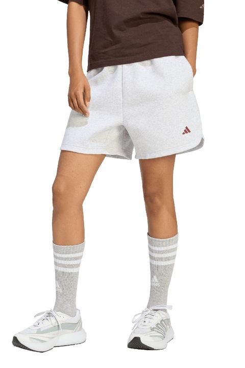 adidas Sportswear, Pantaloni scurti de trening relaxed fit 3-Stripes, Gri deschis melange, S