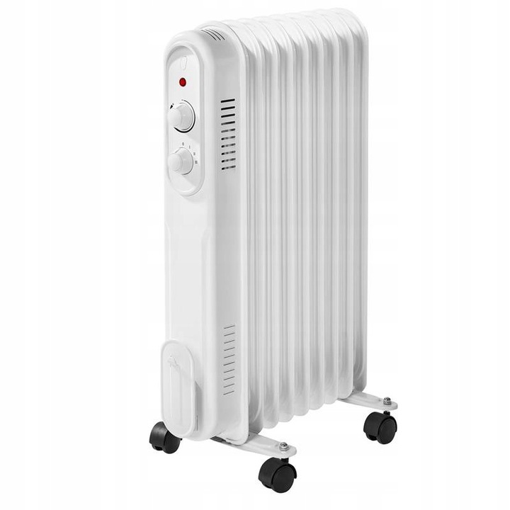 Sanico 2000W 9 bordás elektromos olajradiátor, fehér, 3 teljesítményszint, állítható termosztát, 40,5x24x62,5cm